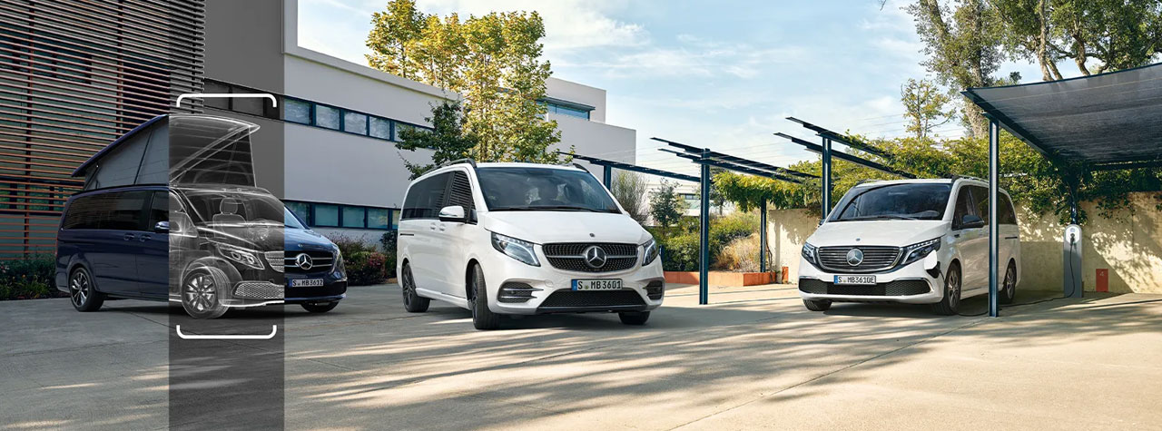 Range aus Junge Sterne V-Klasse Transportern und Van.